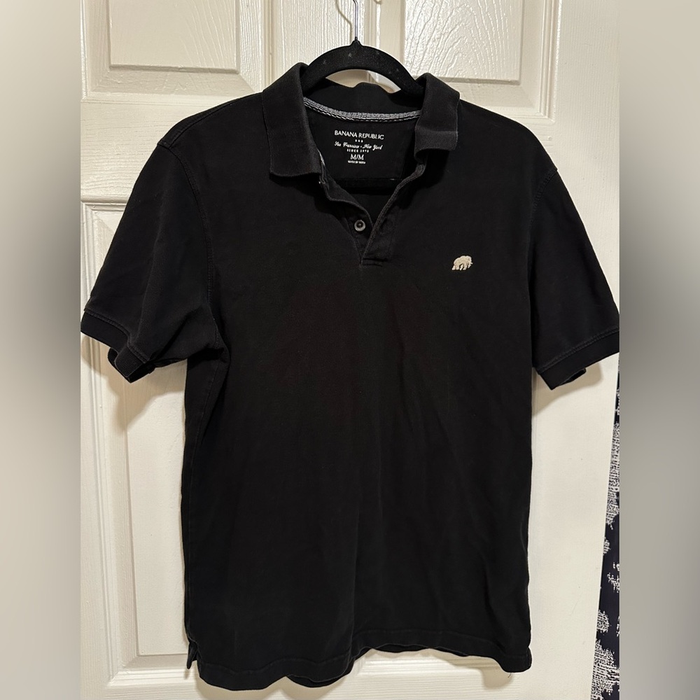 Vintage Banana Republic Black Short Sleeve Polo Shirt in Men’s Medium